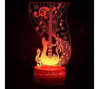 KJsdaADSA Lampe de guitare 3D Illusion d'optique LED Veilleuse Illusions d'optique Lampe de nuit 7 Couleurs Tactile Lampe de chevet Chambre Table Art Déco Enfant Lumière