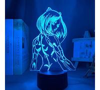 KJsdaADSA Lampe de nuit 3D - Illusion d'animation - Lampe LED - Alita Battle Angel - Figurine pour chambre à coucher - Veilleuse décorative - Cadeau d'anniversaire-télécommande