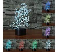 KJsdaADSA Lampe de Table pompier 3D LED bouton tactile USB 7 couleurs changeantes pompier veilleuse maison fête chevet décor lumière cadeaux