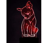 KJsdaADSA Lampes LED 3D Chihuahua Chien Renard Illusion Optique Veilleuse 7 Couleurs Contact Art Sculpture Lumières avec Câbles USB Lampe Décoration Chambre