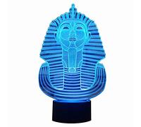 KJsdaADSA Pharaon égyptien 3D Veilleuses - Lampe Illusion Optique 7 Veilleuse LED changeante de couleur utilisant Smart-Touch - Lampe de table 3D LED Sphinx visuel - Cadeau d'anniversaire