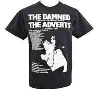 KJTEDZSXD Bzz Mens Punk T Shirt Damned & The Adverts Gaye Advert Gig Guide Poster 1977 Black Manches Courtes(Large)