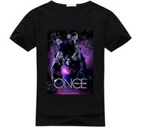 KJTEDZSXD Custom Once Upon A Time Men's and Women's 100% Cotton T Shirt Black Manches Courtes(Large)