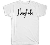 KJTEDZSXD Gift T Shirt Damen Kurzarm Hurghada Cursive Travel Souvenir Country Egypt White Manches Courtes(3X-Large)
