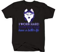 KJTEDZSXD I Work Hard So My Dogs Can Have a Better Life Siberian Husky T Shirt Black Manches Courtes(3X-Large)
