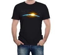 KJTEDZSXD Men's A New Dawn Funny Science Space T-Shirt Black Manches Courtes(Medium)