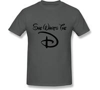 KJTEDZSXD Men's She Wants D Cotton Round Collar T Shirt DeepHeather Grey Manches Courtes(Medium)