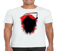 KJTEDZSXD Shadow Grim Reaper Silhouette Paint Effect White Men's T-Shirt Custom Artistic Manches Courtes(3X-Large)