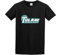KJTEDZSXD Tulane Green Wave Football Logo Cotton Round Neck Shirt for Men Manches Courtes(XX-Large)
