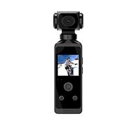 KJUEQ Mini caméra d'action de poche 4K HD écran LCD rotatif à 270° avec étui étanche pour casque de voyage