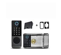 KJUEQ serrure intelligente, Câblage extérieur étanche Tuya serrure intelligente Double face à empreintes digitales carte IC clavier numérique de porte électronique