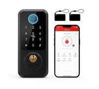 KJUEQ serrure intelligente, Serrure De Porte Intellinte À Empreintes Digitales G2, Passerelle, Entrée Sans Clé, Pêne Dormant Avant, Numérique, Étanche, Sécurité La Maison