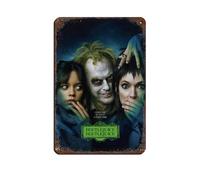 KJUFE Beetlejuice Poster de film Beetlejuice 2024 2 rétro en métal chic art rétro peinture fer bar personnes grotte café famille garage décoration murale 20 x 30 cm