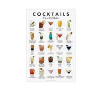 KJUFE Poster classique de recettes de cocktails sur toile pour chambre à coucher, bureau, chambre, cadeau 30 x 45 cm