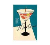 KJUFE Poster rétro Martini Cocktail sur toile - Décoration murale pour salon, chambre à coucher - 40 x 60 cm