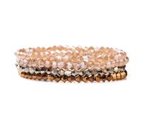 KJUUQBZL Bracelets en cristal for femmes et filles, perles pierre, série gris rose blanc bleu, bijoux à la mode, 4 pièces/ensemble(19cm,Color-17)