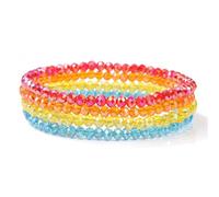 KJUUQBZL Bracelets en cristal for femmes et filles, perles pierre, série gris rose blanc bleu, bijoux à la mode, 4 pièces/ensemble(17cm,Color-5)