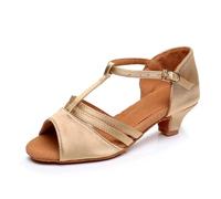 KJUUQBZL Chaussures De Danse Latine for Femmes Et Enfants, Chaussures De Danse Pôle for Salle De Bal, Salsa, Tango Moderne, Chaussures Latines À Talons Hauts for Filles Et Dames(Khaki 4CM,39)