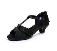 KJUUQBZL Chaussures De Danse Latine for Femmes Et Enfants, Chaussures De Danse Pôle for Salle De Bal, Salsa, Tango Moderne, Chaussures Latines À Talons Hauts for Filles Et Dames(Black 4CM,37)