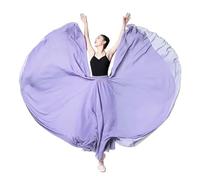 KJUUQBZL Jupe en Mousseline de Soie 720 degrés for Danse du Ventre, Jupe Longue Double épaisseur for Danseuse, Tenue d'entraînement sur scène(Purple,M Length 90cm)