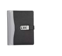 KJUUQBZL Livre à feuilles mobiles avec mot de passe for bureau d'affaires, carnet A5, fente for carte multifonctionnelle, bloc-notes(Black Grey)