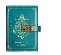 KJUUQBZL Papeterie mot de passe cahier protégeant les Secrets rétro A5 cahier avec serrure résistant aux taches Journal intime livre voyageurs Journal écriture(Green)