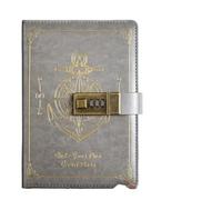 KJUUQBZL Papeterie mot de passe cahier protégeant les Secrets rétro A5 cahier avec serrure résistant aux taches Journal intime livre voyageurs Journal écriture(Grey)