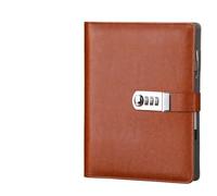 KJUUQBZL Portefeuille de planificateur de carnet de voyage d'affaires en cuir A5 avec verrouillage par mot de passe, classeur à anneaux à 6 trous à feuilles mobiles(A5 brown)