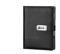 KJUUQBZL Portefeuille de planificateur de carnet de voyage d'affaires en cuir A5 avec verrouillage par mot de passe, classeur à anneaux à 6 trous à feuilles mobiles(A5 black)