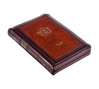 Kjv Compact Bible Two-Tone Burgandy/Brown With Zipper Faux Leather