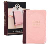 Kjv Compact Bible Two-Tone Pink/Burgandy With Zipper Faux Leather