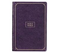 Kjv Holy Bible, Giant Print Full-Size Faux Leather Red Letter Edition - Thumb Index & Ribbon Marker, King James Version, Purple Floral