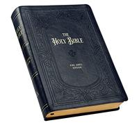 KJV Holy Bible, Giant Print Full-Size Faux Leather Red Letter Edition - Thumb Index & Ribbon Marker, King James Version, Midnight Blue