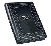 KJV Holy Bible, Giant Print Full-Size Faux Leather W/Thumb Index & Ribbon Marker, Red Letter Edition, King James Version, Black, Zipper Closure