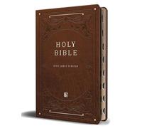 KJV Holy Bible, Giant Print Thinline Large Format, Brown Premium Imitation Leather with Ribbon Marker, Red Letter, and Thumb Index