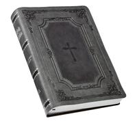 KJV Holy Bible, Super Giant Print Faux Leather Red Letter Edition - Thumb Index & Ribbon Marker, King James Version, Gray/Black