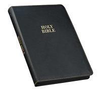 KJV Holy Bible, Thinline Large Print Faux Leather Red Letter Edition Thumb Index & Ribbon Marker, King James Version, Black, Zipper Closure