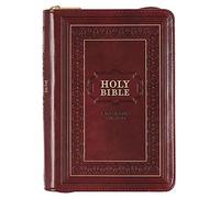 Kjv Large Print Compact Bible Burgundy With Zipper Faux Leather