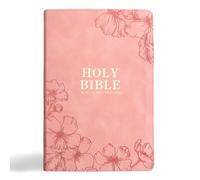 KJV Sainte Bible, impression géante avec références croisées, toucher cuir rose doux avec motif floral, index du pouce, marqueur ruban, lettre rouge, cartes en couleur, type MCM facile à lire, version