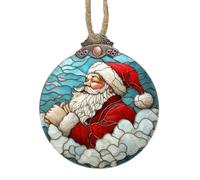 Kjw539 Décorations de Noël en verre teinté Père Noël, lune, étoile et attrape-soleil pour fenêtre, sapin de Noël à suspendre pour femme, homme, maman, amie (bleu ciel3, 10 x 10 cm)