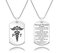 KJWLOP Collier de prière pour kinésithérapeute, bijou de physiothérapeute, cadeau de physiothérapeute, cadeau de remise de diplôme, 3, Métal, acier inoxydable