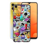 KJYF Coque pour Blackview A95 (6,53"), Noir Etui Housse Silicone Ultra Mince Souple TPU Bumper Anti-Rayures Antichoc Cover Case pour Blackview A95 - Graffiti