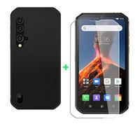 KJYF Coque pour Blackview BV9900 Pro (5.84") Silicone Case + Verre trempé, Film Protection pour Blackview BV9900 Pro + Etui Housse Souple Noir TPU Cover Bumper Case - Noir
