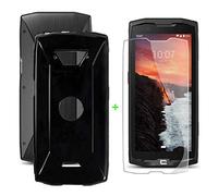 KJYF Coque pour Crosscall Core X4 (5.45") Silicone Case + Verre trempé, Film Protection pour Crosscall Core X4 + Etui Housse Souple Noir TPU Cover Bumper Case - Noir