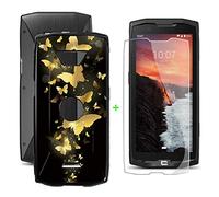 KJYF Coque pour Crosscall Core X4 (5.45") Silicone Case + Verre trempé, Film Protection pour Crosscall Core X4 + Etui Housse Souple Noir TPU Cover Bumper Case - WMA30