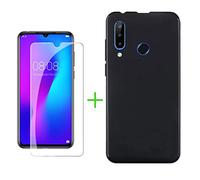 KJYF Coque pour Doogee N20 (6,3") Silicone Case + Verre trempé, Film Protection pour Doogee N20 Smartphone + Etui Housse Souple Noir TPU Cover Bumper Case - Noir