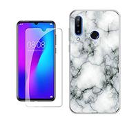 KJYF Coque pour Doogee N20 (6,3") Silicone Case + Verre trempé, Film Protection pour Doogee N20 Smartphone + Etui Housse Souple Transparent TPU Cover Bumper Case - Marbre