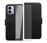 KJYF Coque pour Doogee N50 (6.52"), Verre Trempé Protecteur Ecran, Fonction Stand à Rabat Porte-Monnaie Cover et Flip Silicone Housse Etui pour Doogee N50 - Black