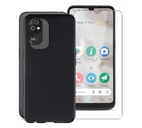 KJYF Coque pour Doro 8100 (6,1"), avec [1 x Protecteur D'écran en Verre Trempé], Etui Housse TPU Mince Souple Silicone Anti-Rayures Antichoc Cover Case pour Doro 8100 - Noir