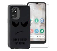 KJYF Coque pour Doro 8100 (6,1"), avec [1 x Protecteur D'écran en Verre Trempé], Etui Housse TPU Mince Souple Silicone Anti-Rayures Antichoc Cover Case pour Doro 8100 - Ne me Touche Pas